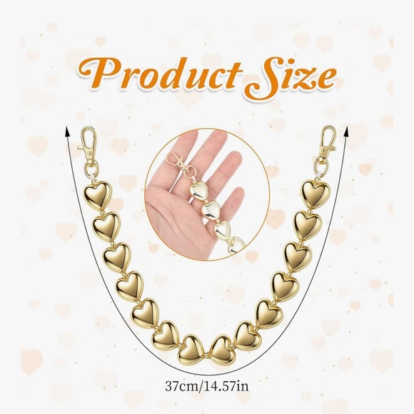🆕 Heart Purse Chain Charms Metal Shoulder Crossbody Bags Charm Chains - Picture 6 of 7
